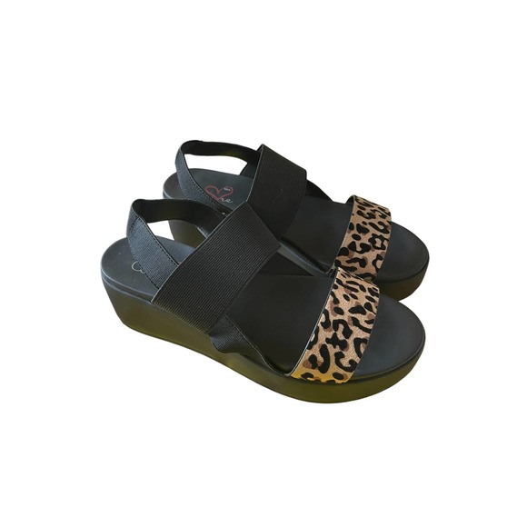 Mia Amore Womens Black Cheetah Print Platform Sandals Size US 8 - Picture 2 of 7